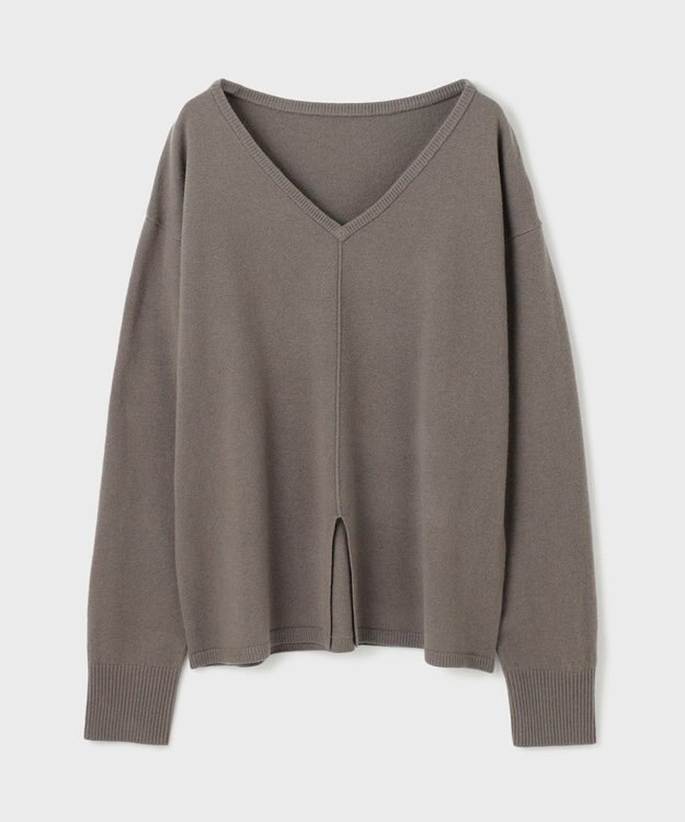 GRACE CONTINENTAL ウールVネックニットトップ グレー