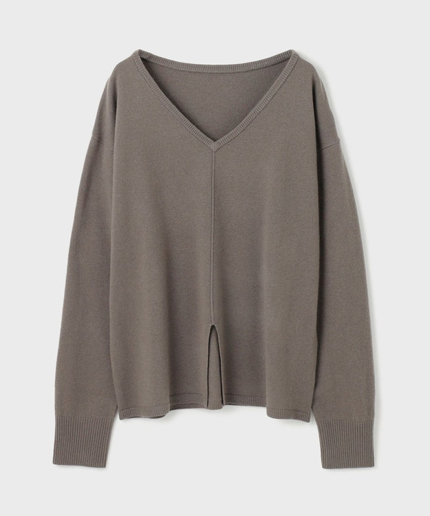 GRACE CONTINENTAL ウールVネックニットトップ グレー