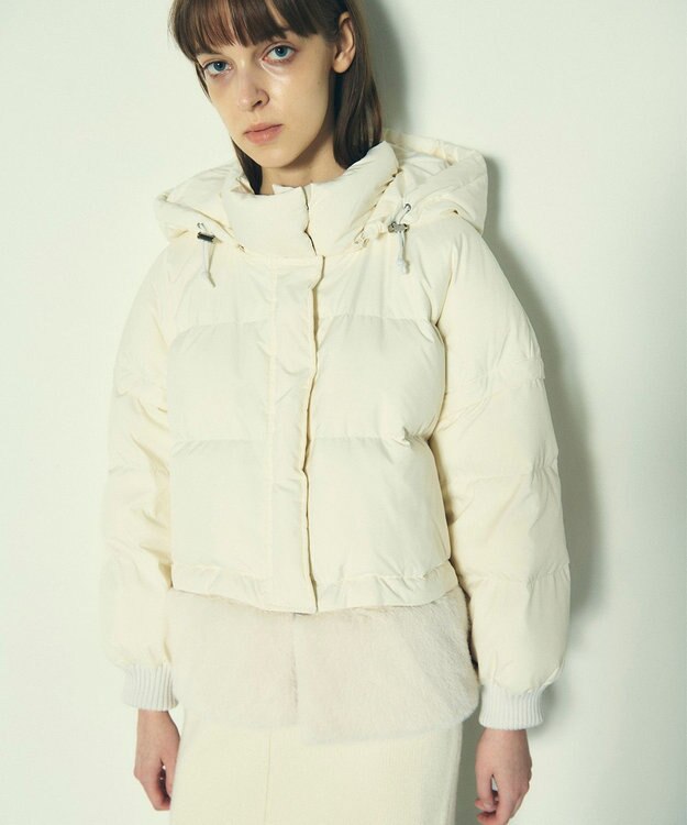 GRACE CONTINENTAL ヘムファーショートダウンジャケット キナリ