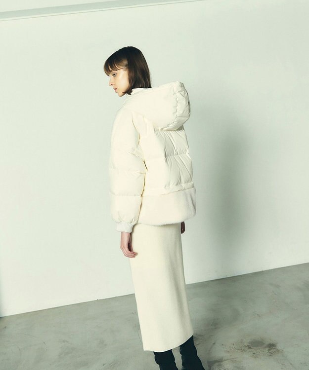 S / île シール クリーム色 ファーショートジャケット ヘムファーショートダウンジャケット / GRACE CONTINENTAL