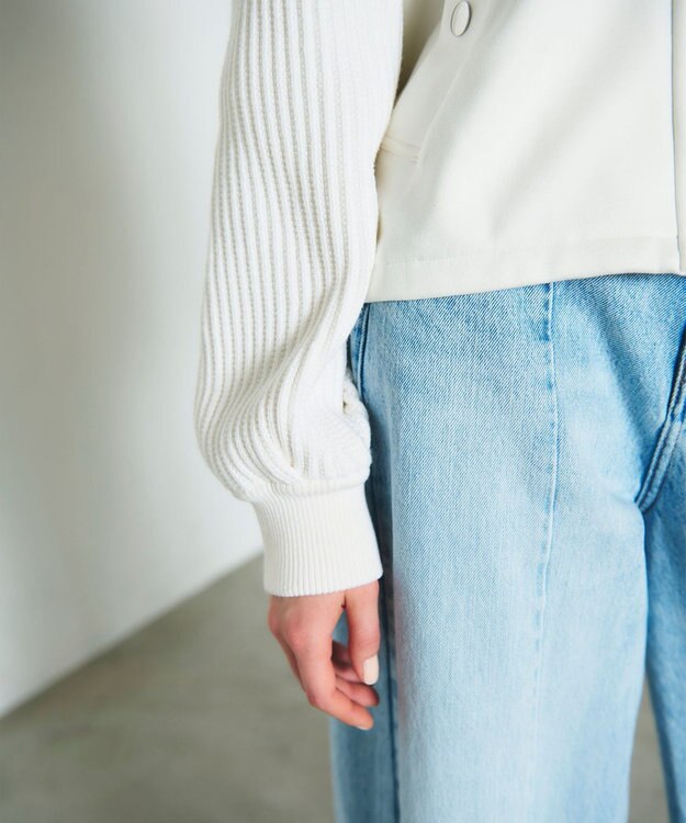 GRACE CONTINENTAL ニットコンビパーカー ホワイト