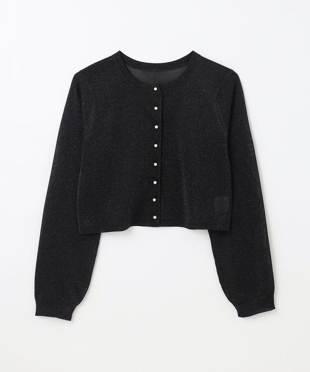 GRACE CONTINENTAL ラメシアーショートニットカーディガン ブラック