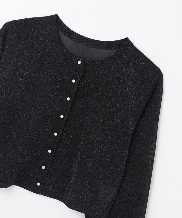 GRACE CONTINENTAL ラメシアーショートニットカーディガン ブラック