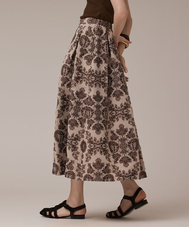 GRACE CONTINENTAL ダマスクジャガードタックスカート ブラウン