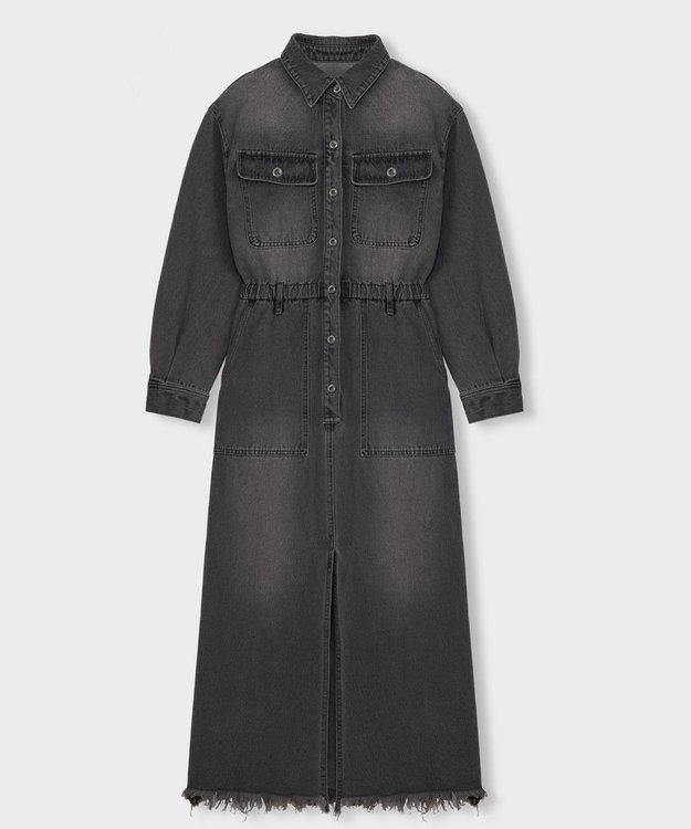 GRACE CONTINENTAL デニムドロストスリットワンピース ブラック