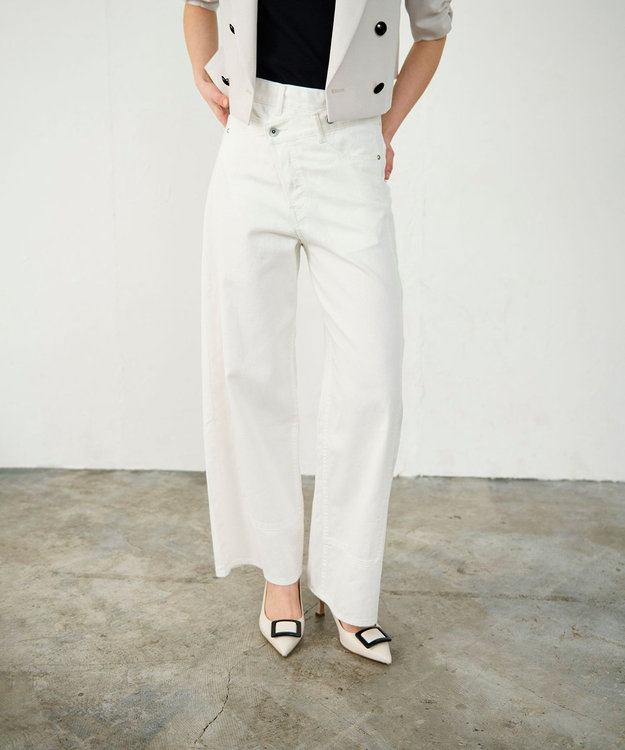 GRACE CONTINENTAL ラップデニムパンツ ホワイト