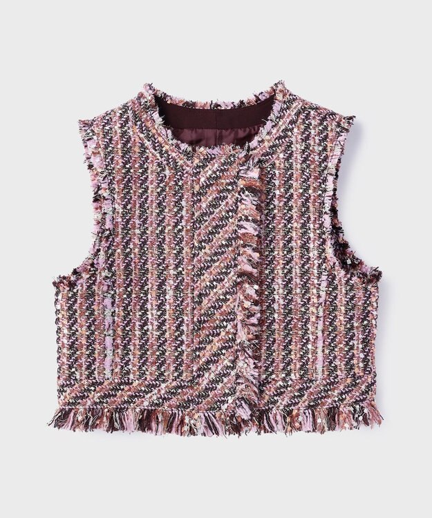 GRACE CONTINENTAL コンパクトツイードベスト ピンク