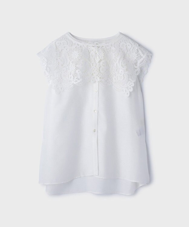 GRACE CONTINENTAL パターンレースカラーブラウス ホワイト