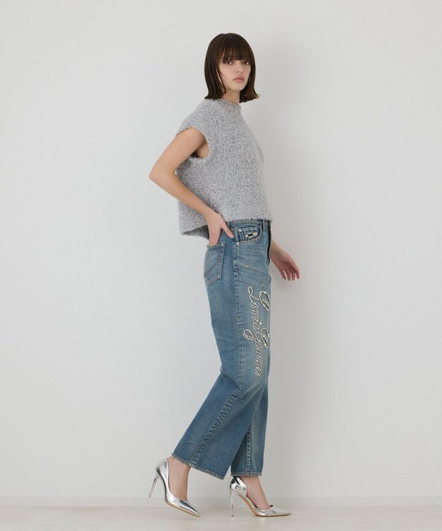 GRACE CONTINENTAL 【イベント店舗・ONLINE STORE先行アイテム】レタードビジューデニム ブルー