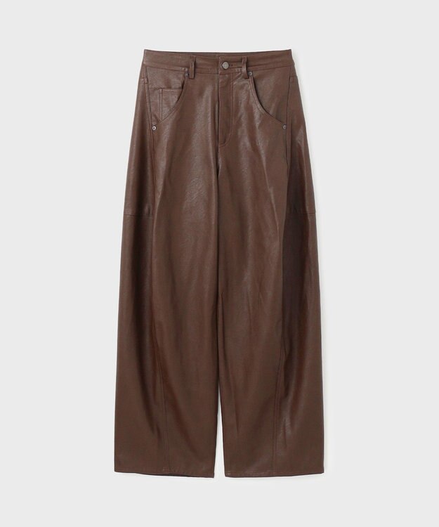 GRACE CONTINENTAL クラッシュレザーエッグパンツ ブラウン
