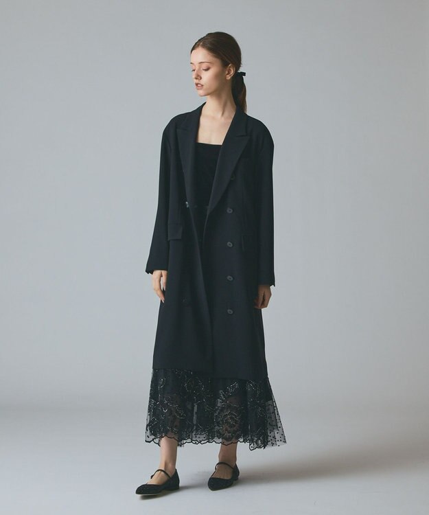 GRACE CONTINENTAL ドットフラワーembドレス ブラック