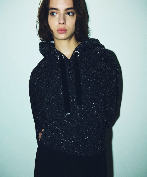 GRACE CONTINENTAL ラメニットパーカー ブラック