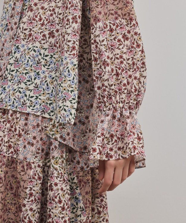 GRACE CONTINENTAL パッチワークプリントカフタンブラウス ベージュ