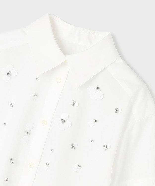 GRACE CONTINENTAL ビジューシャツ ホワイト