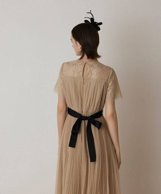 GRACE CONTINENTAL チュールプリーツドレス ベージュ