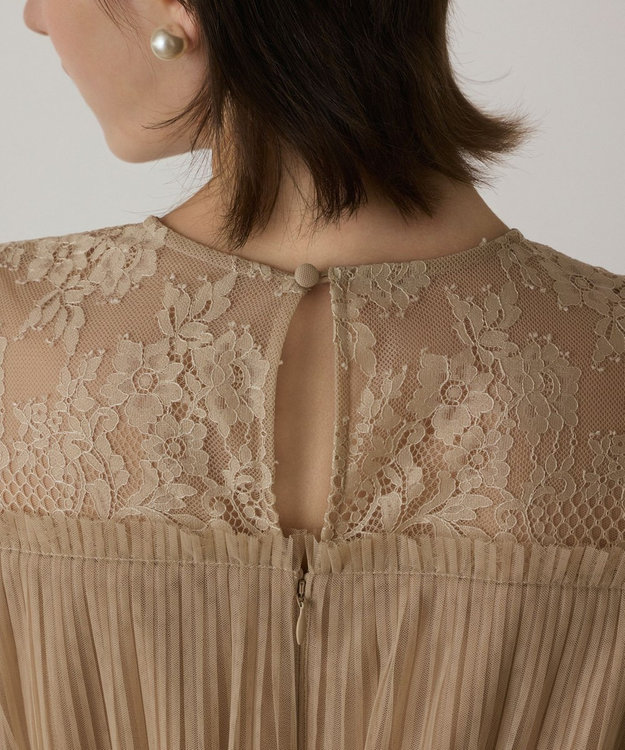 GRACE CONTINENTAL チュールプリーツドレス ベージュ