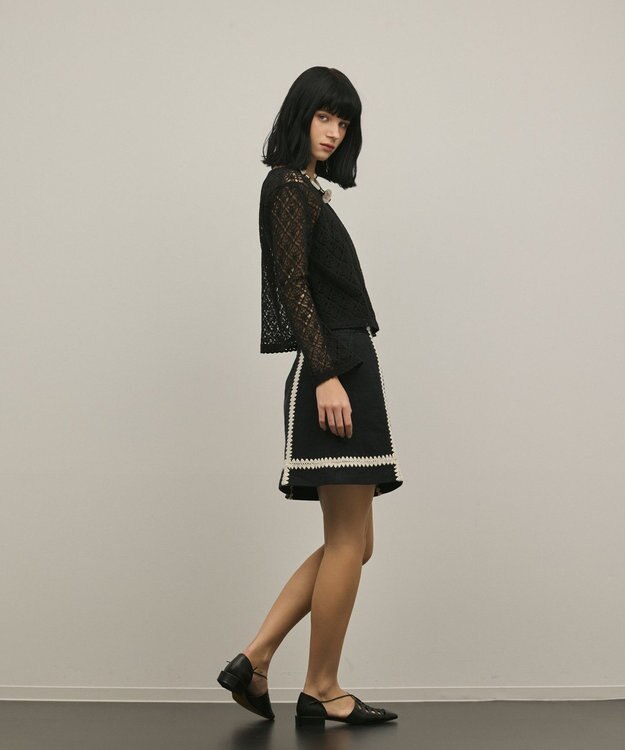 GRACE CONTINENTAL レースフレアスリーブトップ ブラック