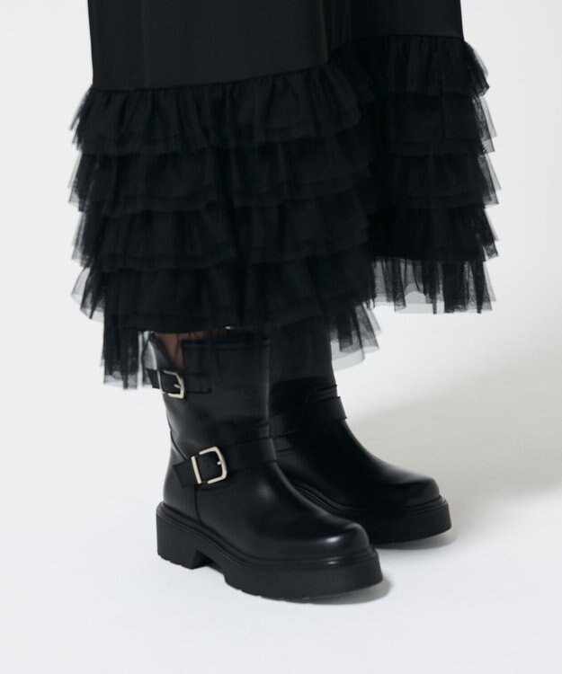 GRACE CONTINENTAL ANGERO　BERVICATO ベルトショートブーツ ブラック