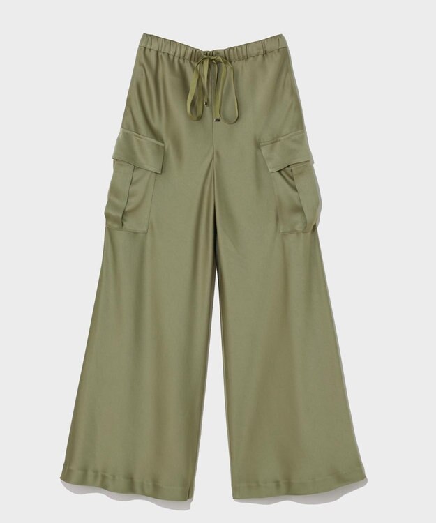 GRACE CONTINENTAL ダブルサテンイージーパンツ カーキ