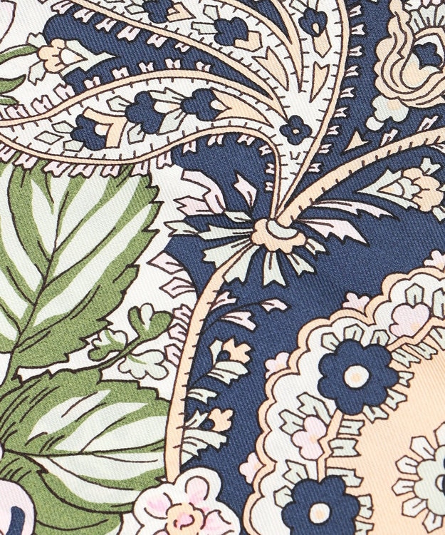 GRACE CONTINENTAL フラワーペイズリースカーフ ネイビー