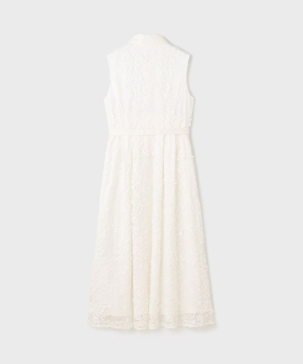 GRACE CONTINENTAL フラワーライン刺繍ワンピース ホワイト