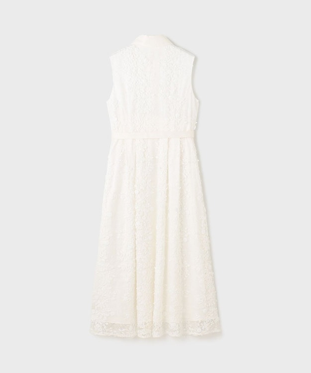 GRACE CONTINENTAL フラワーライン刺繍ワンピース ホワイト