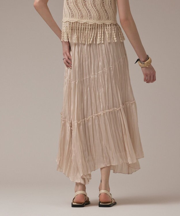 GRACE CONTINENTAL ワッシャープリーツスカート ベージュ