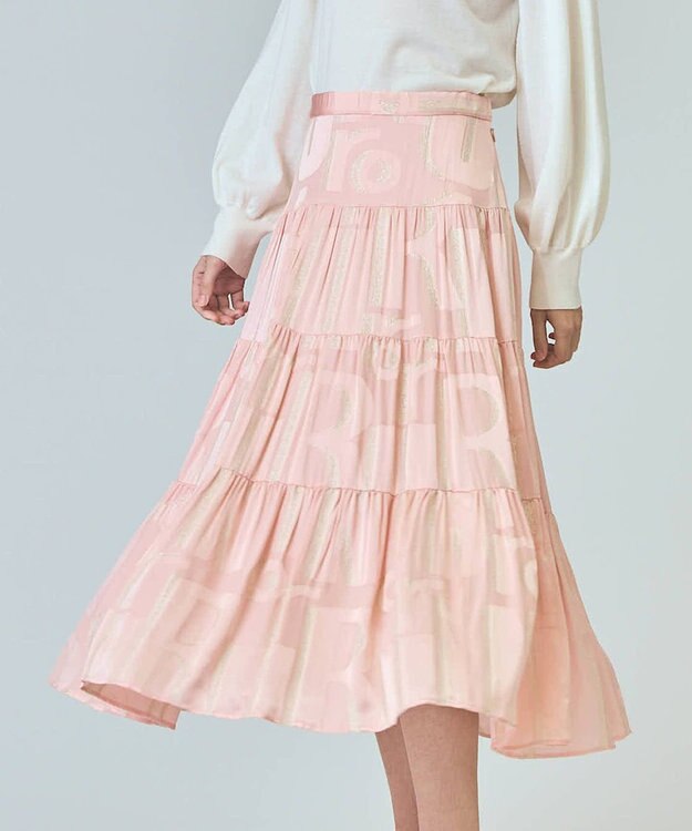 GRACE CONTINENTAL ラメジャガードサテンスカート ピンク