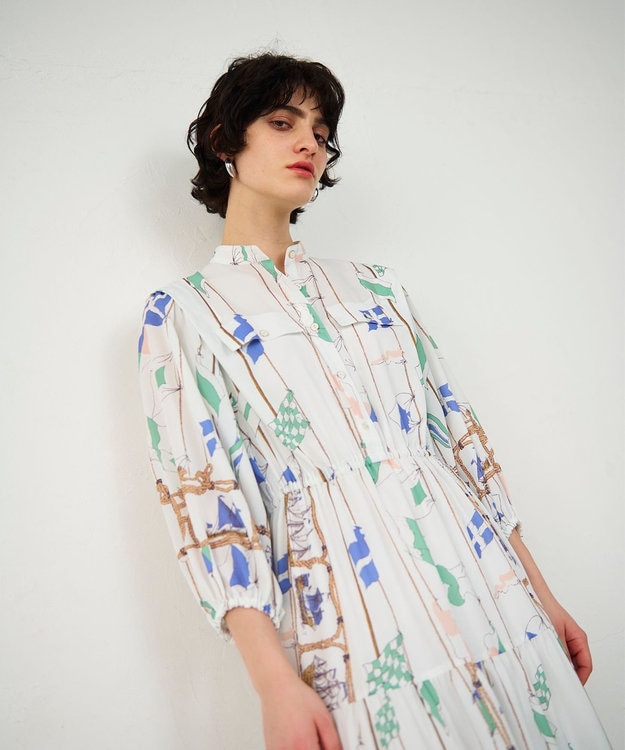 GRACE CONTINENTAL セーラープリントワンピース キナリ