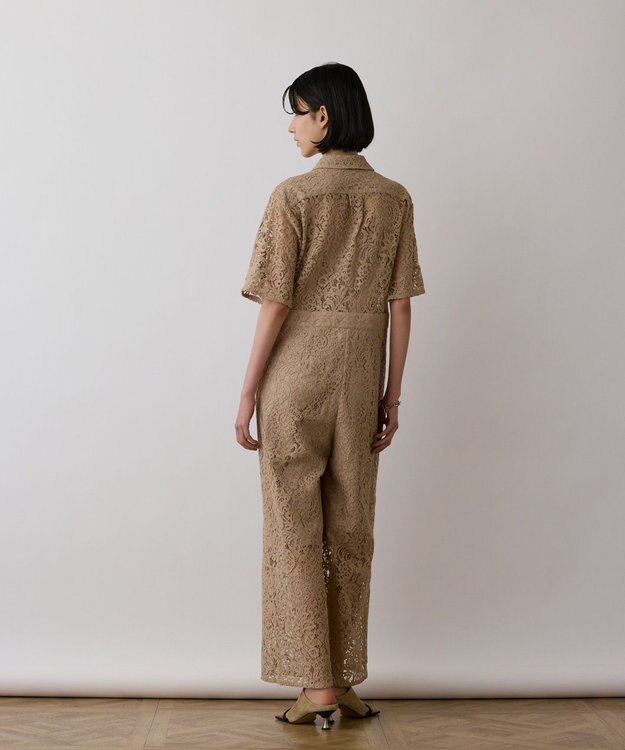 GRACE CONTINENTAL コードレースジャンプスーツ ベージュ