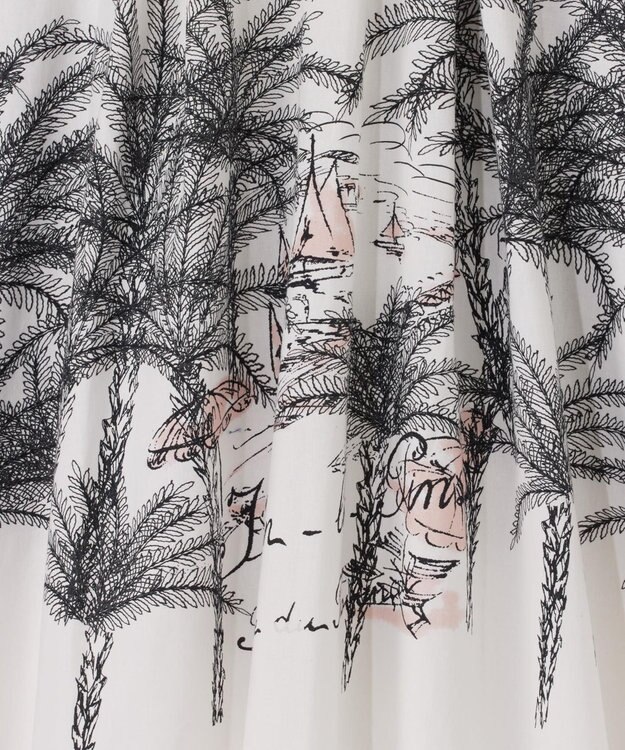 GRACE CONTINENTAL プラージュプリントタックスカート ホワイト