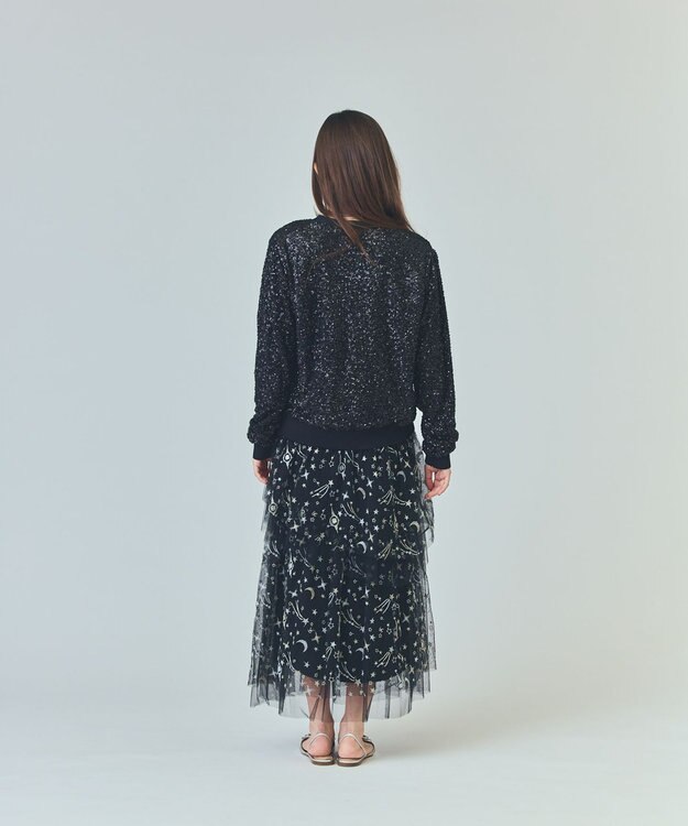 GRACE CONTINENTAL スパンコールニットカーディガン ブラック