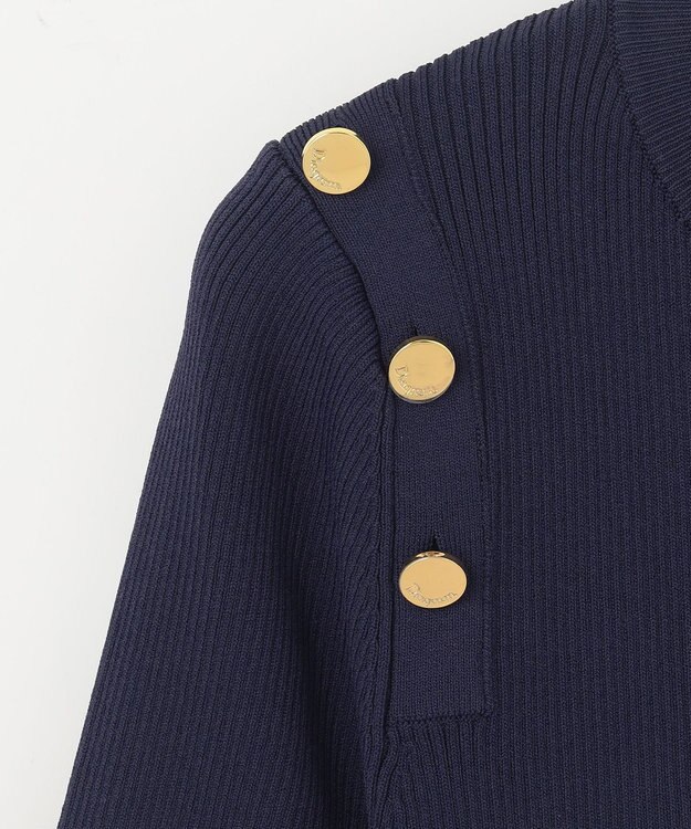GRACE CONTINENTAL メタル釦リブニットトップ ネイビー