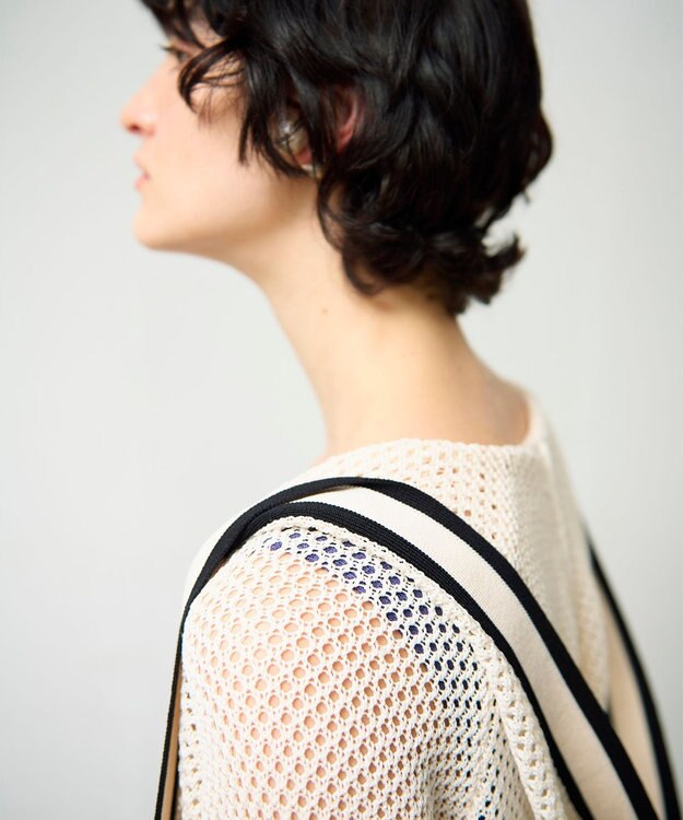 GRACE CONTINENTAL メッシュラインニットフーディ キナリ