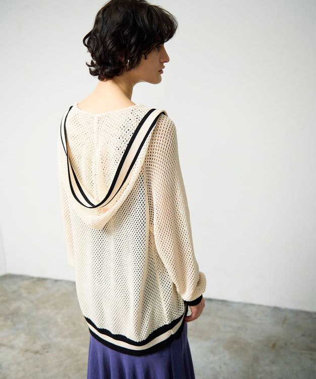 GRACE CONTINENTAL メッシュラインニットフーディ キナリ