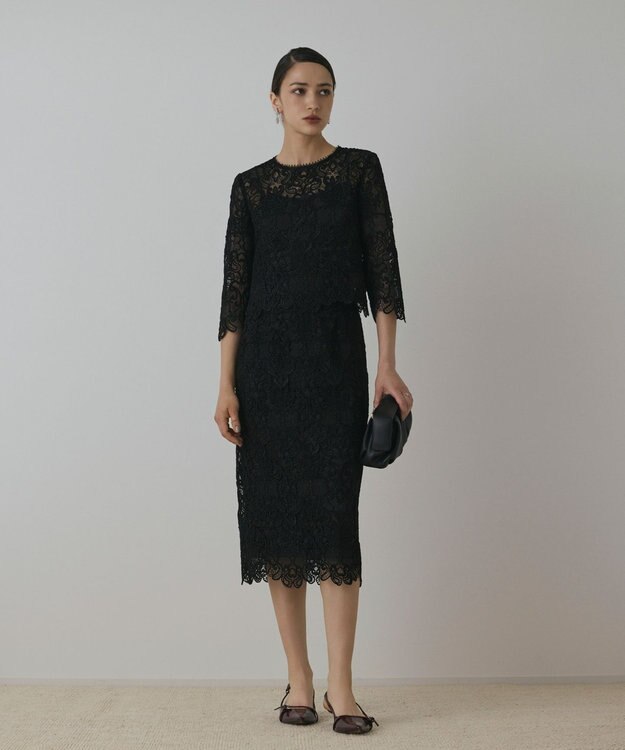 GRACE CONTINENTAL レ－スタイトスカート ブラック