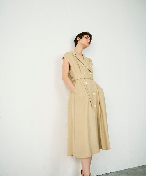 GRACE CONTINENTAL テーラーフレアワンピース ベージュ