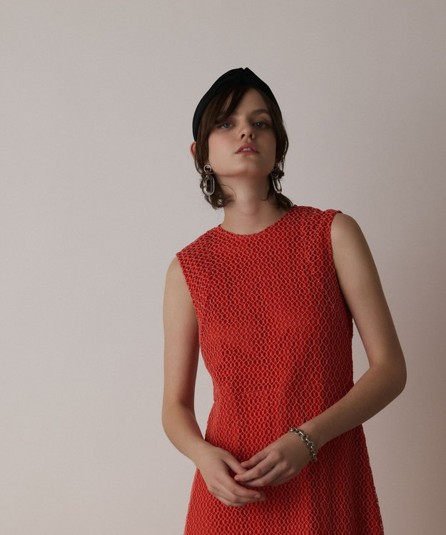 GRACE CONTINENTAL メッシュロングワンピース レッド