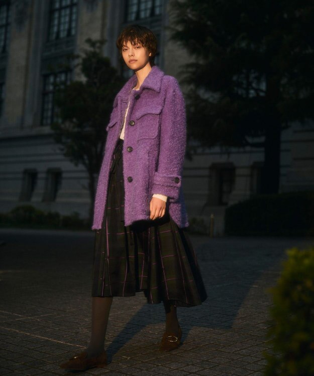 GRACE CONTINENTAL シルクブラックウォッチスカート グリーン