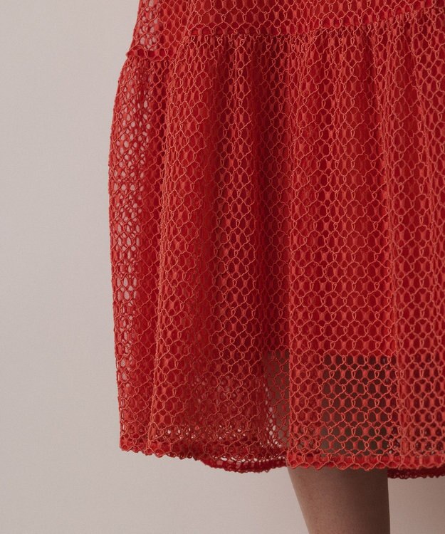 GRACE CONTINENTAL メッシュロングワンピース レッド