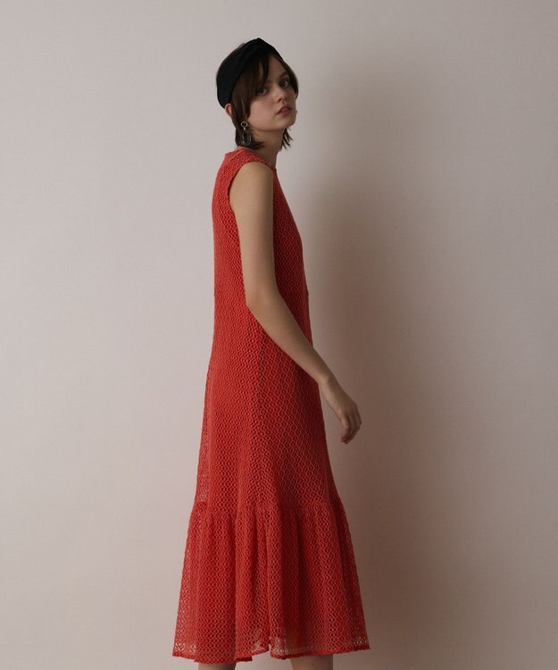 GRACE CONTINENTAL メッシュロングワンピース レッド