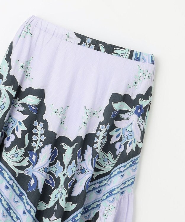 GRACE CONTINENTAL フレームプリントギャザースカート ネイビー