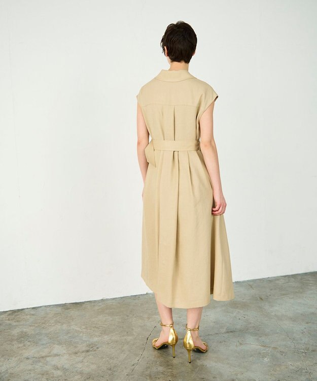 GRACE CONTINENTAL テーラーフレアワンピース ベージュ
