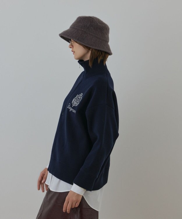 GRACE CONTINENTAL ハーフジップニットトップ ネイビー