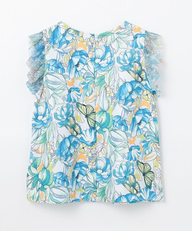 GRACE CONTINENTAL フラワーガーデンプリントトップ ブルー