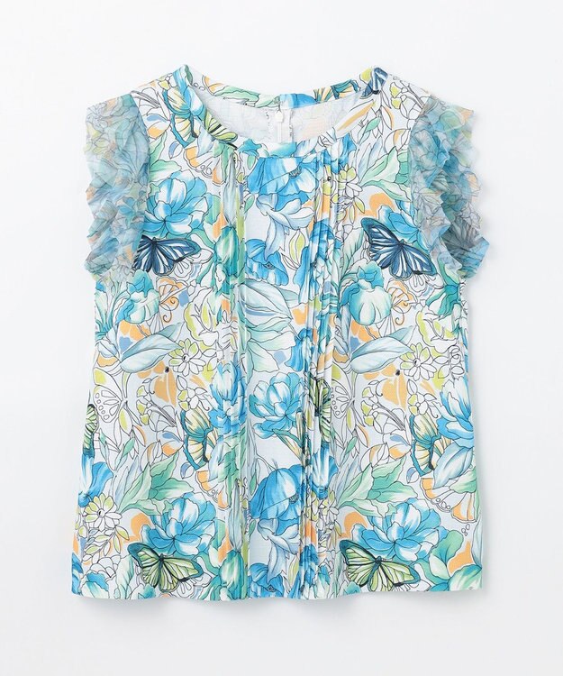 GRACE CONTINENTAL フラワーガーデンプリントトップ ブルー