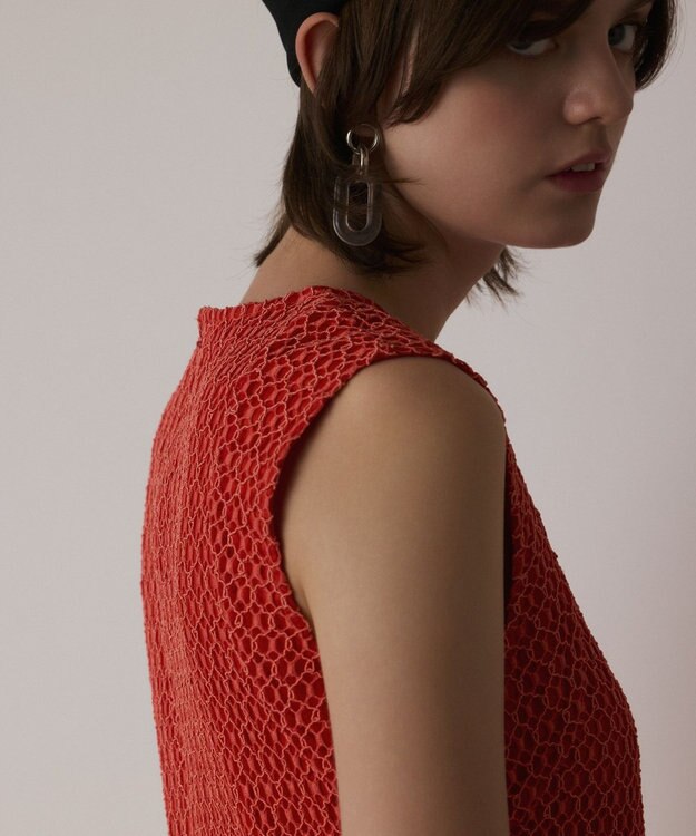 GRACE CONTINENTAL メッシュロングワンピース レッド