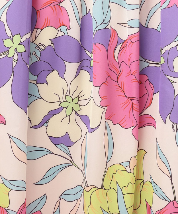 GRACE CONTINENTAL フラワープリントテーラーワンピース ピンク