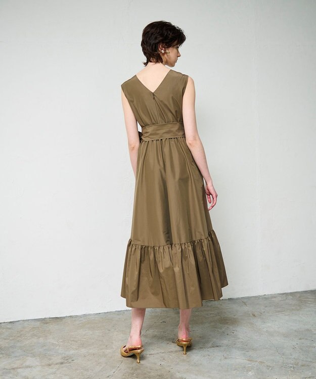 GRACE CONTINENTAL ライトタフタドレス カーキ