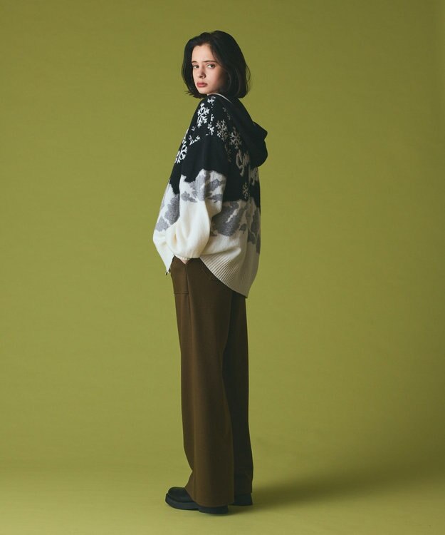 GRACE CONTINENTAL スノージャガードニットフーディ ブラック